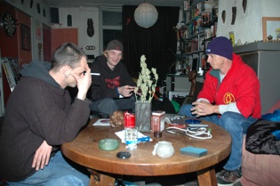 Nothing to do at Arno’s but sit around and smoke pot . . . except for Ron who had to settle for a vicious contact high!