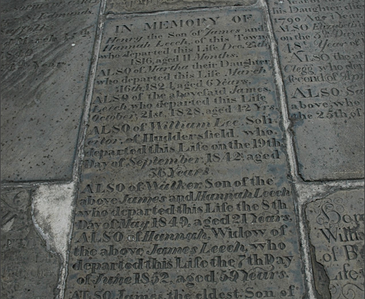 Sidewalk cementary around church.